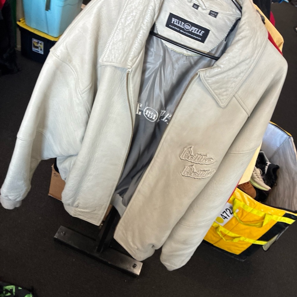 Vintage Pelle Pelle Men's Leather Jacket Size 50 Pre Owned Used Rare Cream Ivory - Picture 9 of 15